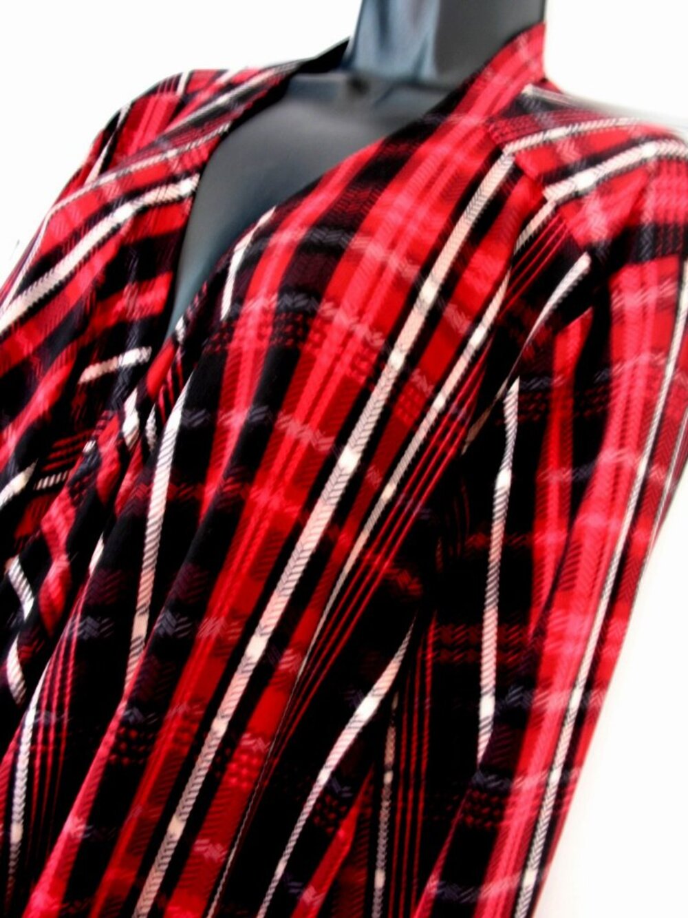 Avenue Women’s Kimono Duster Top 4X Boho/Plaid Fushia/Black - Picture 6 of 16